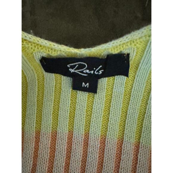 Rails Womens Stretch Ribbed V-Neck Pullover Knit Tank Top Pink and Green Size M - Picture 4 of 5